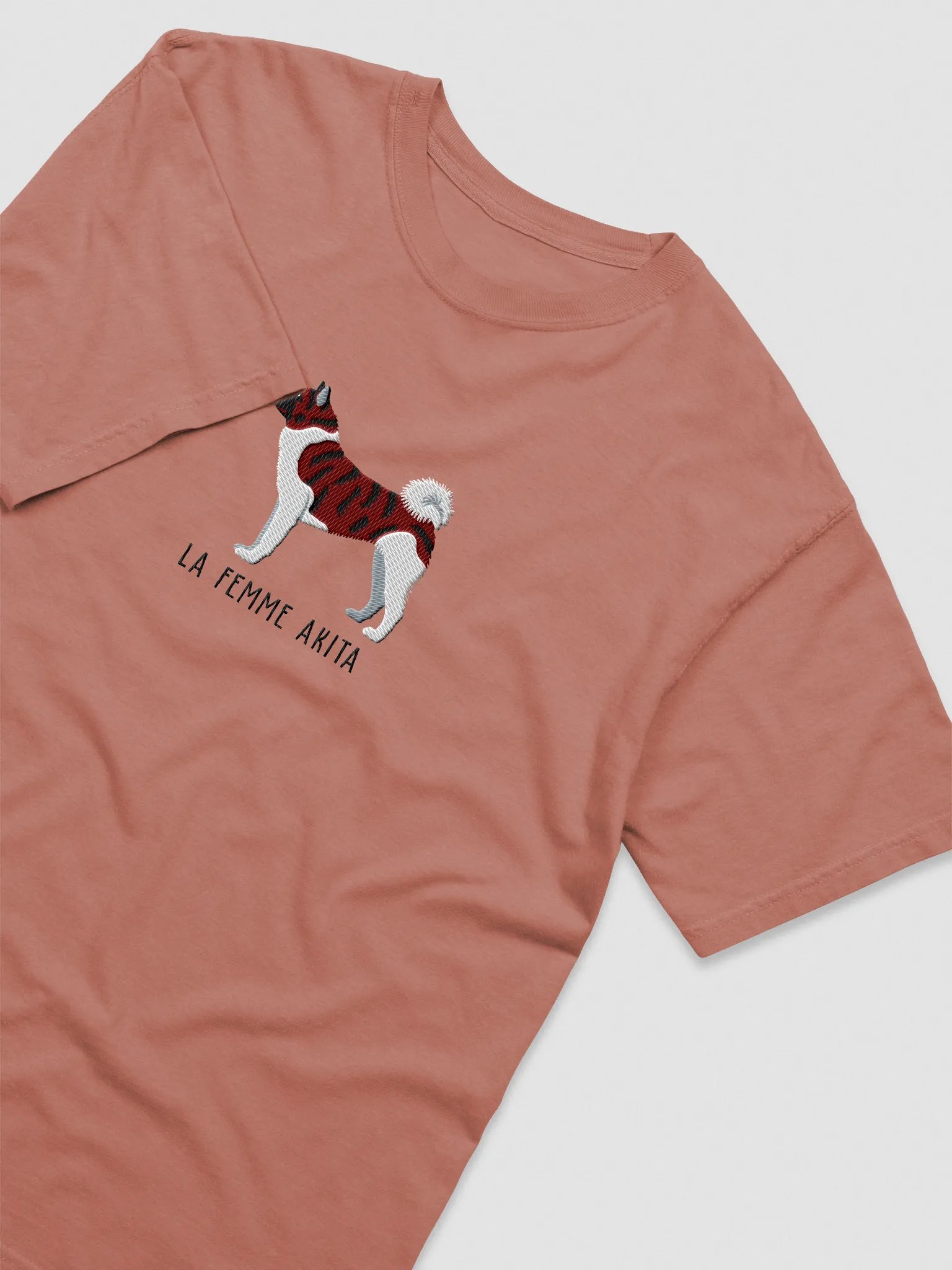 La Femme Akita T-Shirt(Embroidered) of an American Akita(Brindle) product image (6)