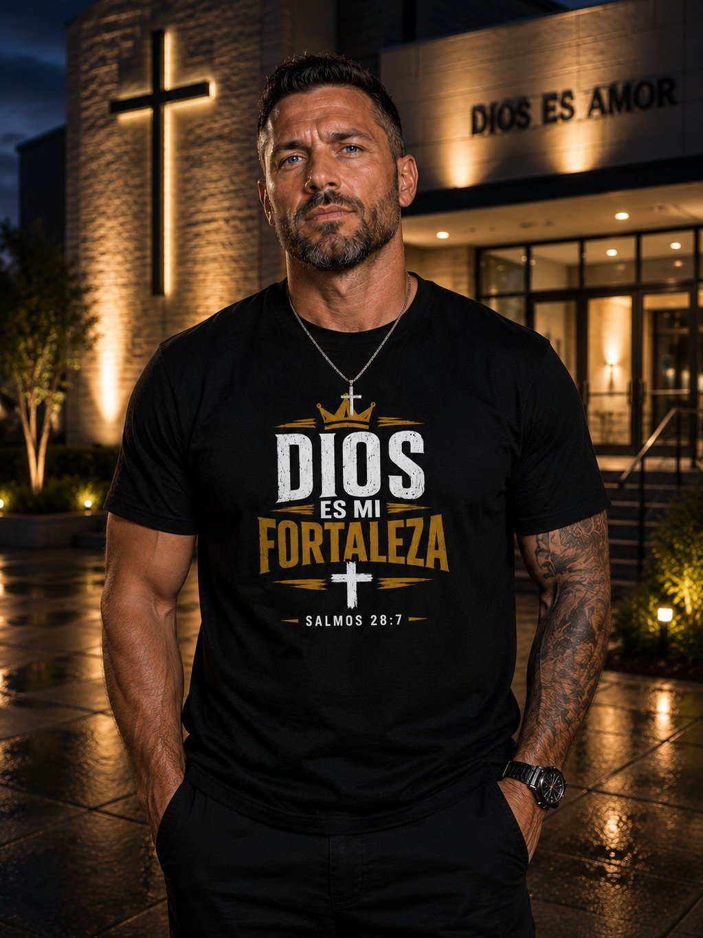 Dios Es Mi Fortaleza – Salmos 28:7 | Camiseta Cristiana Inspiradora para Hombre y Mujer product image (4)