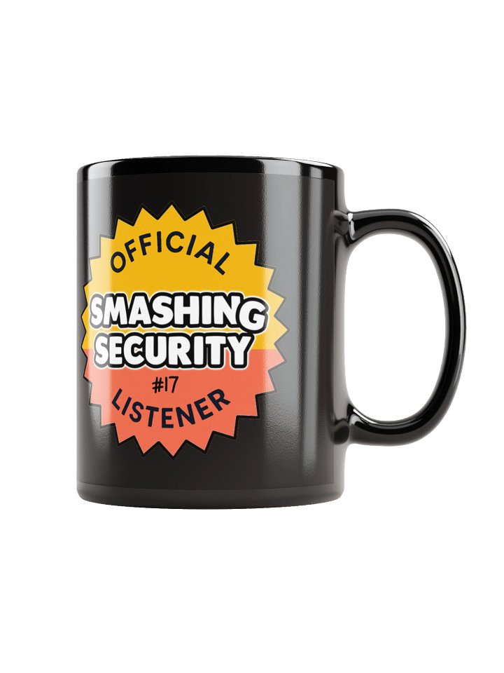 Official 17th listener to Smashing Security glossy black mug product image (1)