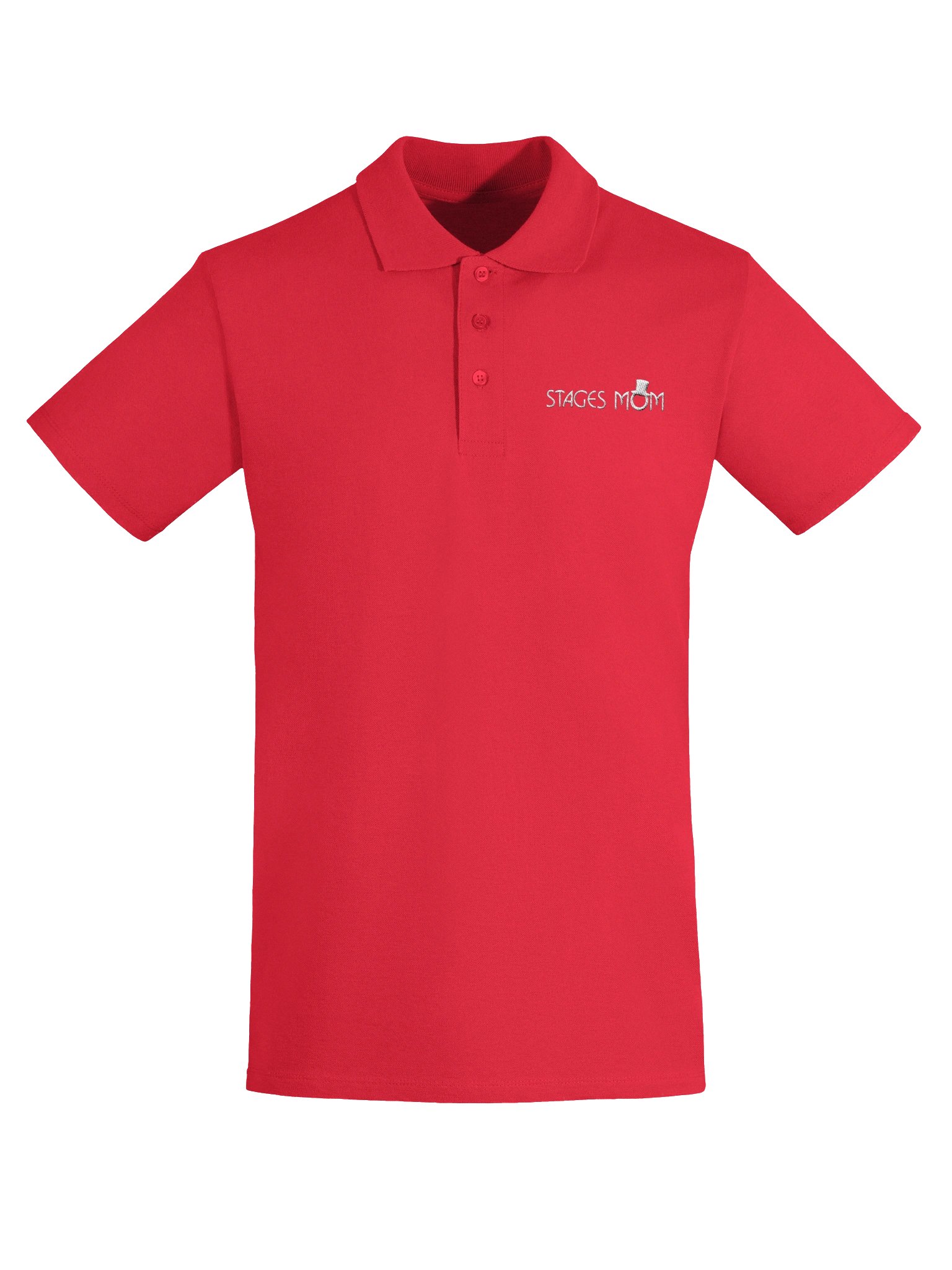 Unisex Dark Polo Shirt - White Embroidered "Stages Mom" product image (5)