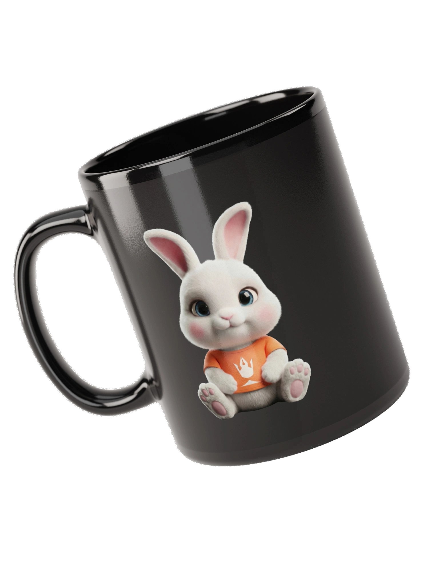 Pixaroma Bunny Mascot Glossy Black Mug product image (5)