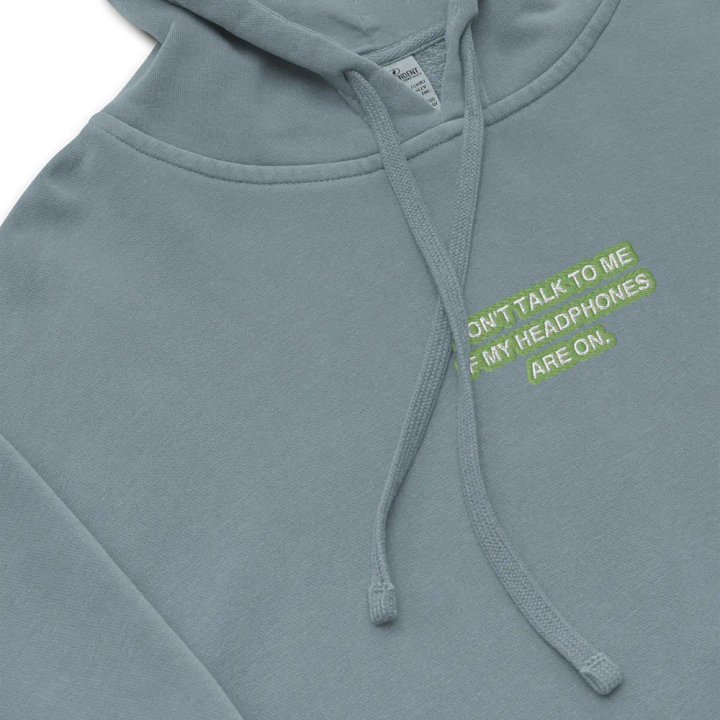 HEADPHONES ON (light green bubble design 2) embroidered pigment hoodie product image (1)