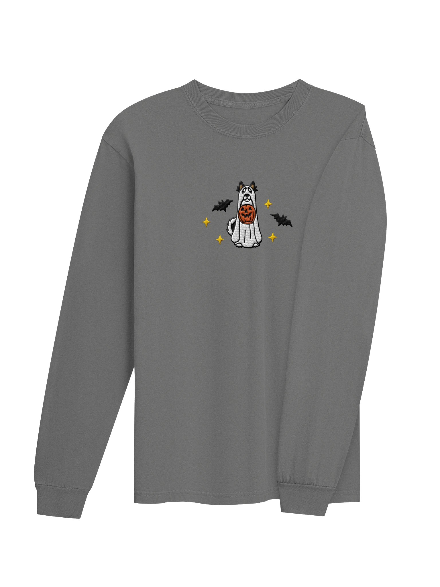 Halloween Alaskan Malamute(Black & White) Embroidered Long-Sleeve T-Shirt product image (12)