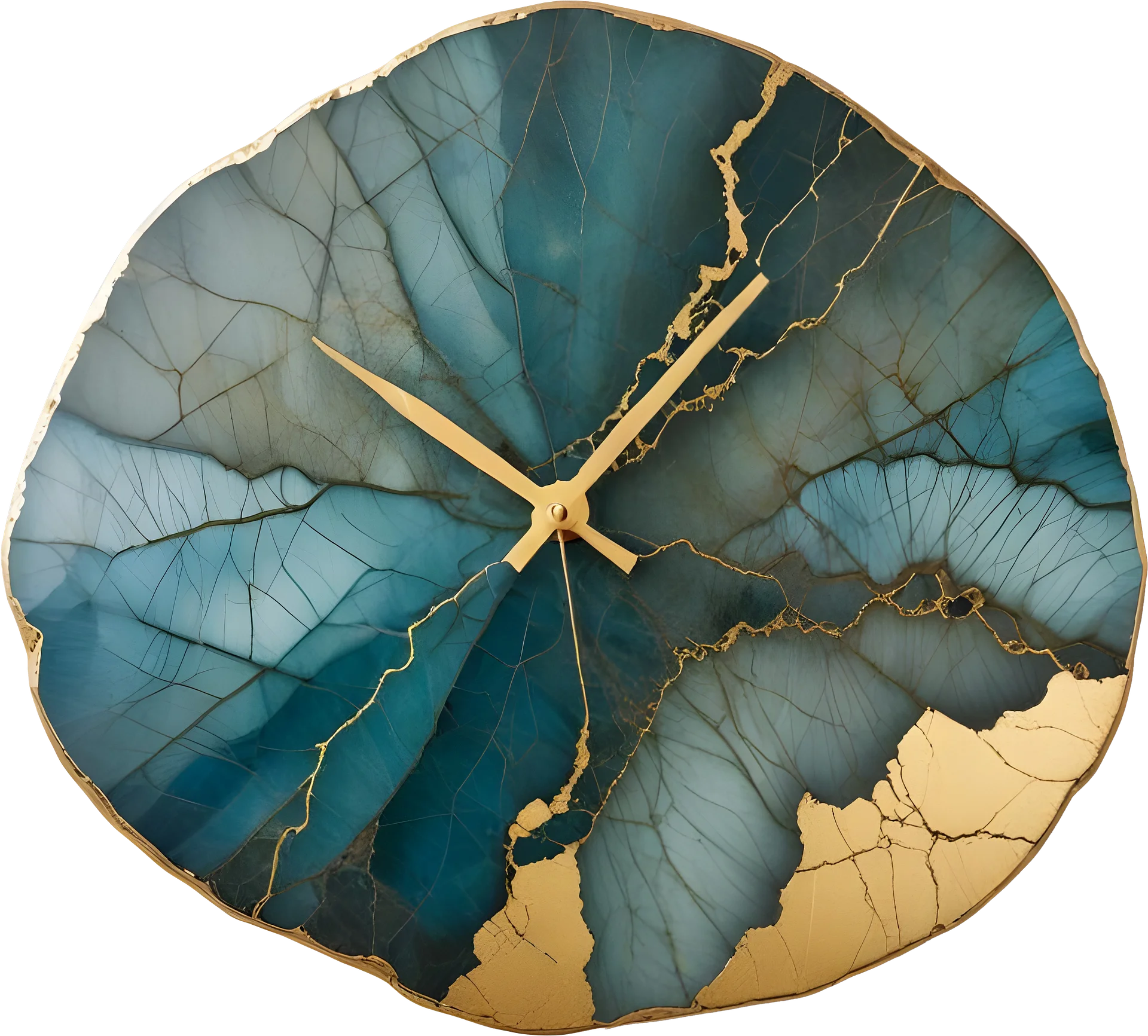 Eternal Elegance – Labradorite Kintsugi Wall Clock PNG product image (1)