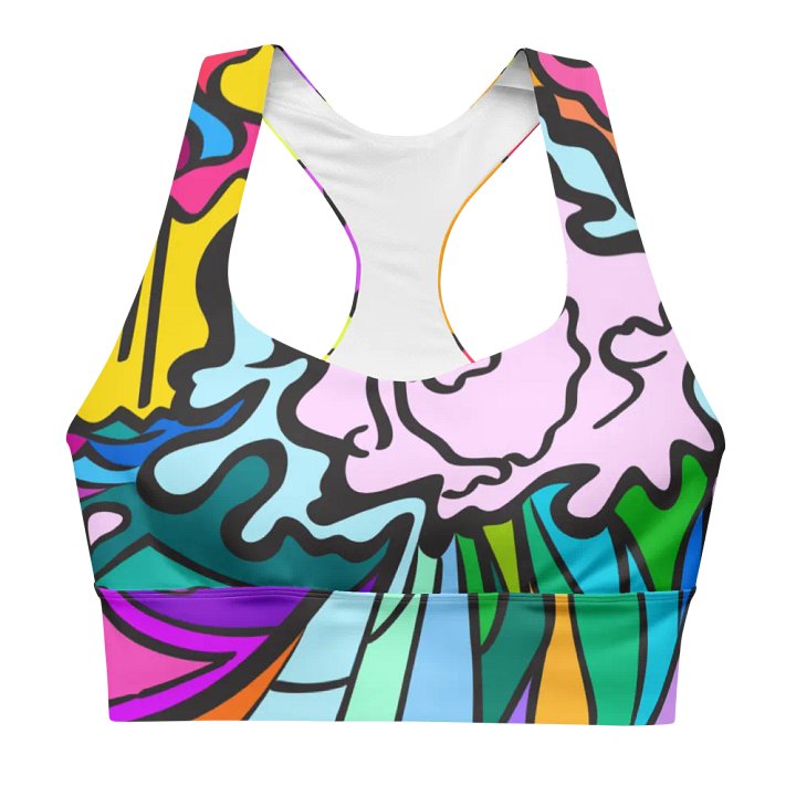 Vibrant Abstract Energy Longline Sports Bra - Wave at Sunset product image (1)