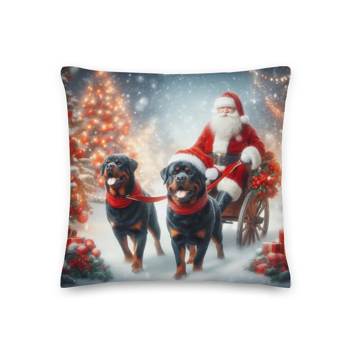 Santa's Sleigh Rottweiler Holiday Pillow product image (1)