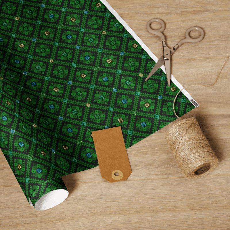 Green Tatreez Wrapping Paper product image (4)