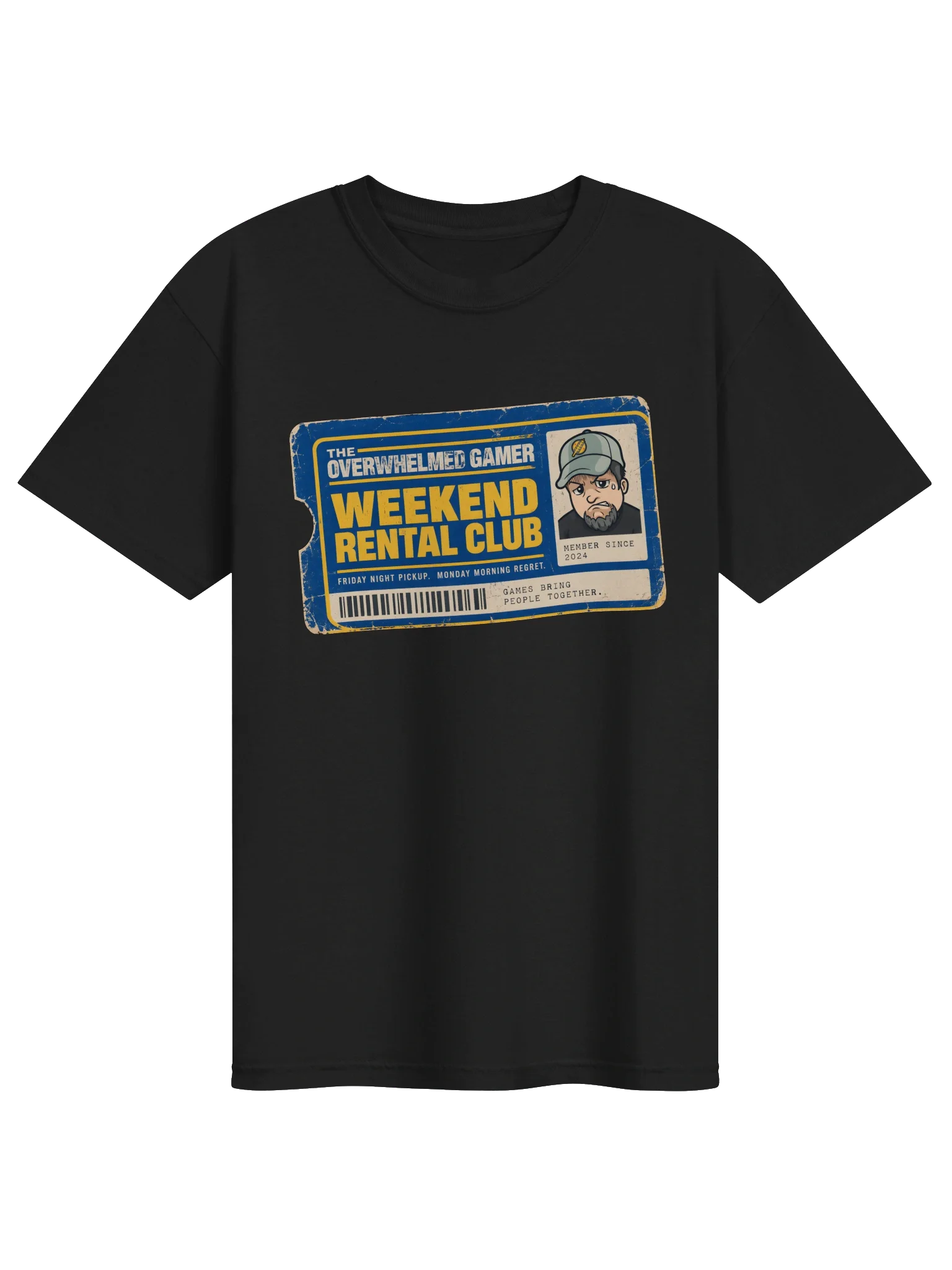 Weekend Rental Club – Retro Gaming T-Shirt | The Overwhelmed Gamer, official Overwhelmed Gamer merch item