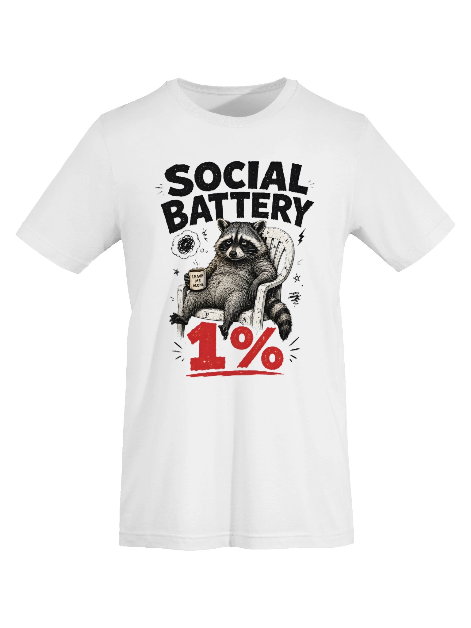 Social Battery 1% Raccoon Tee product image (3)
