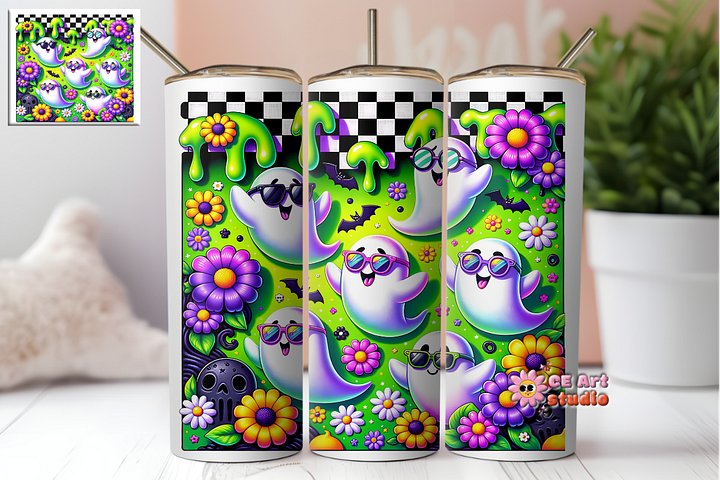 Cute Ghost Halloween Tumbler Wrap PNG product image (1)