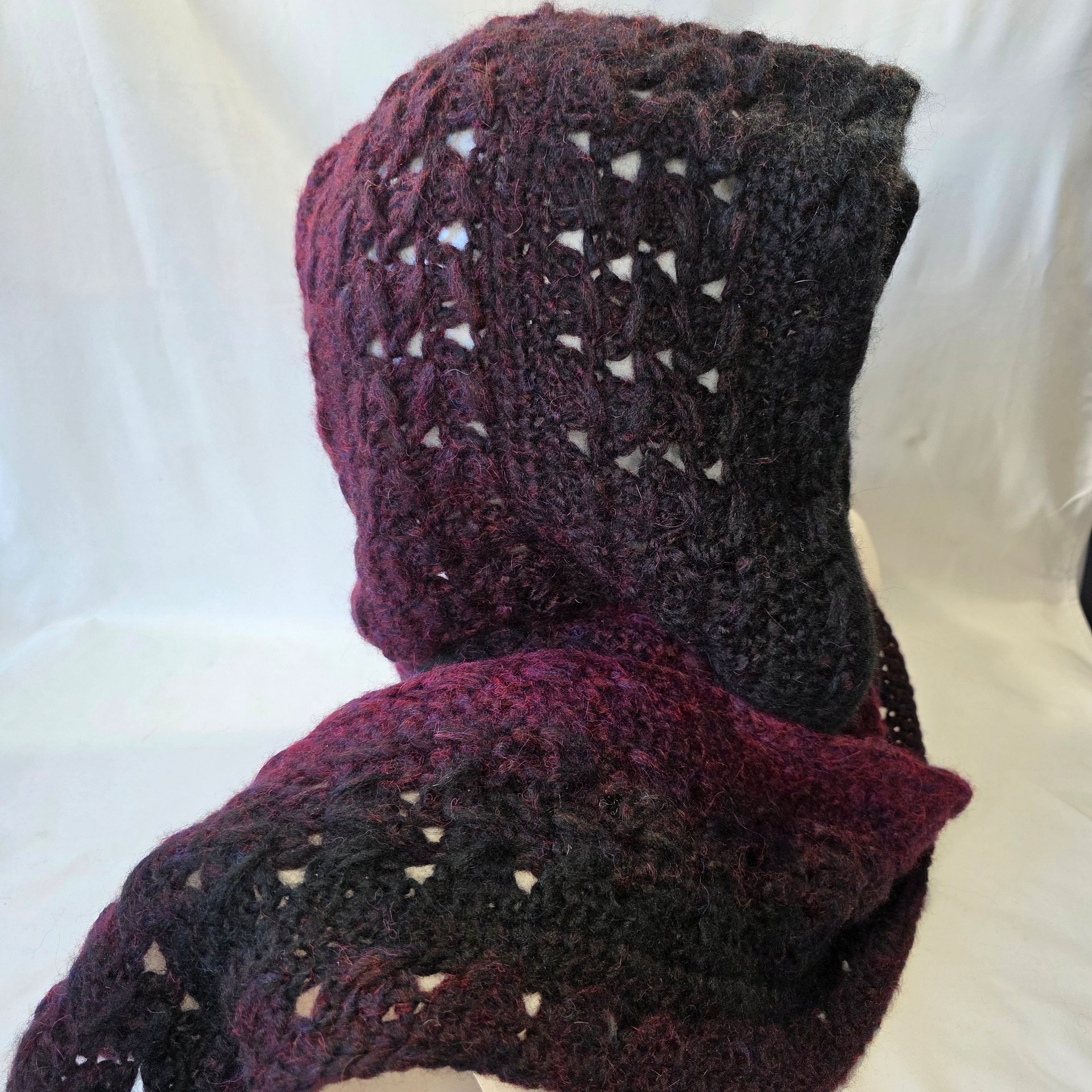 Crochet Hooded Scarf: Long Winter Scarf with attached Hood product image (9)