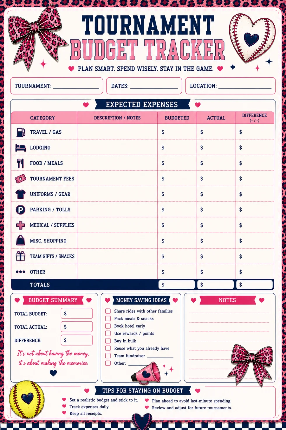 Tournament Expense Bundle | Printable PDF product image (1)