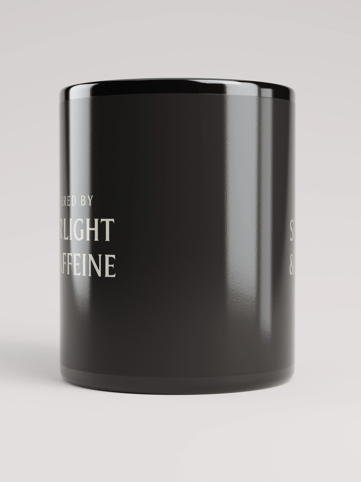 Powered by Starlight and Caffeine Mug – Space Lover’s Coffee Cup | Minimal Sci-Fi Design product image (5)