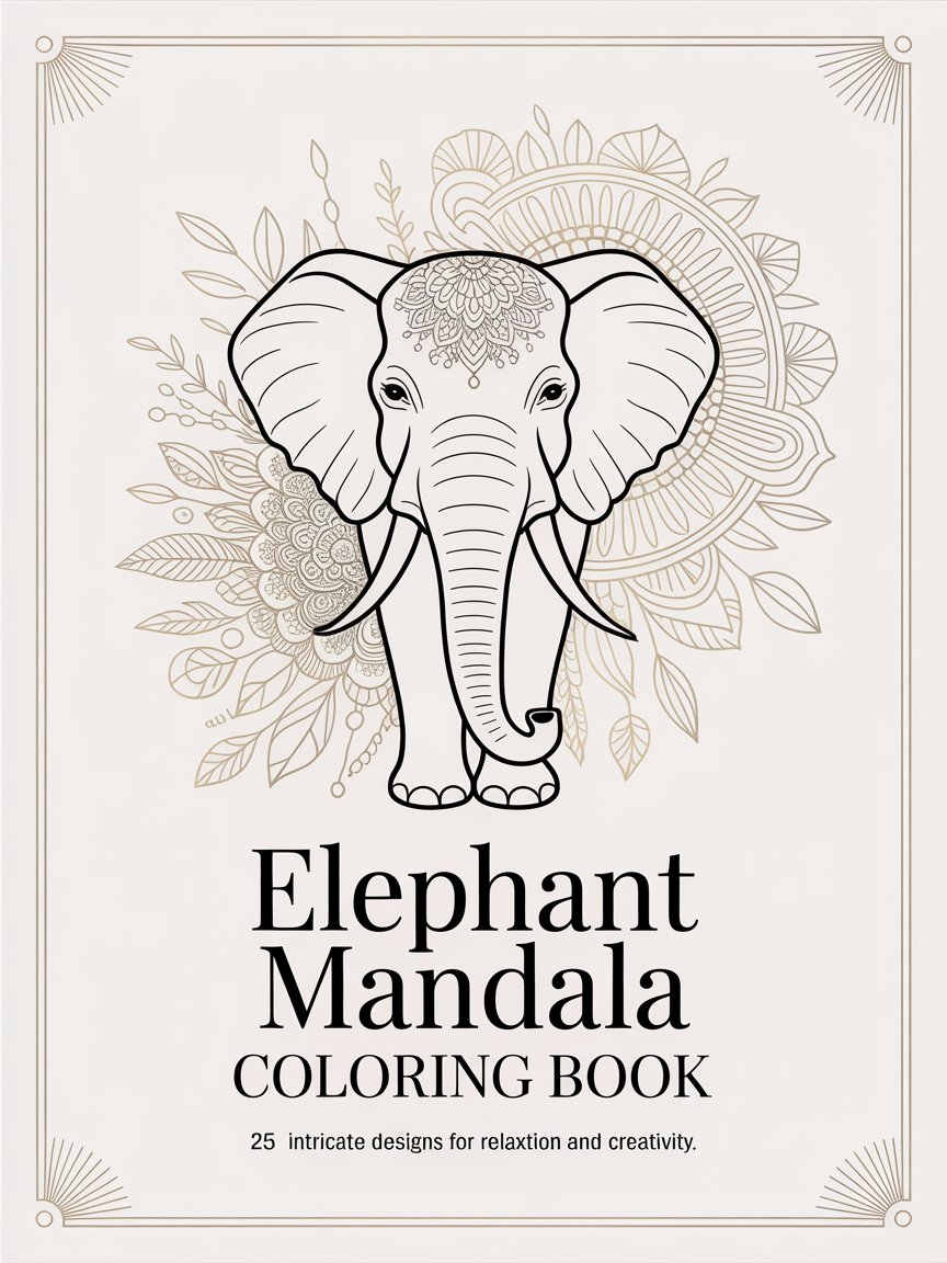 25 Elephant Mandala Coloring Pages product image (1)