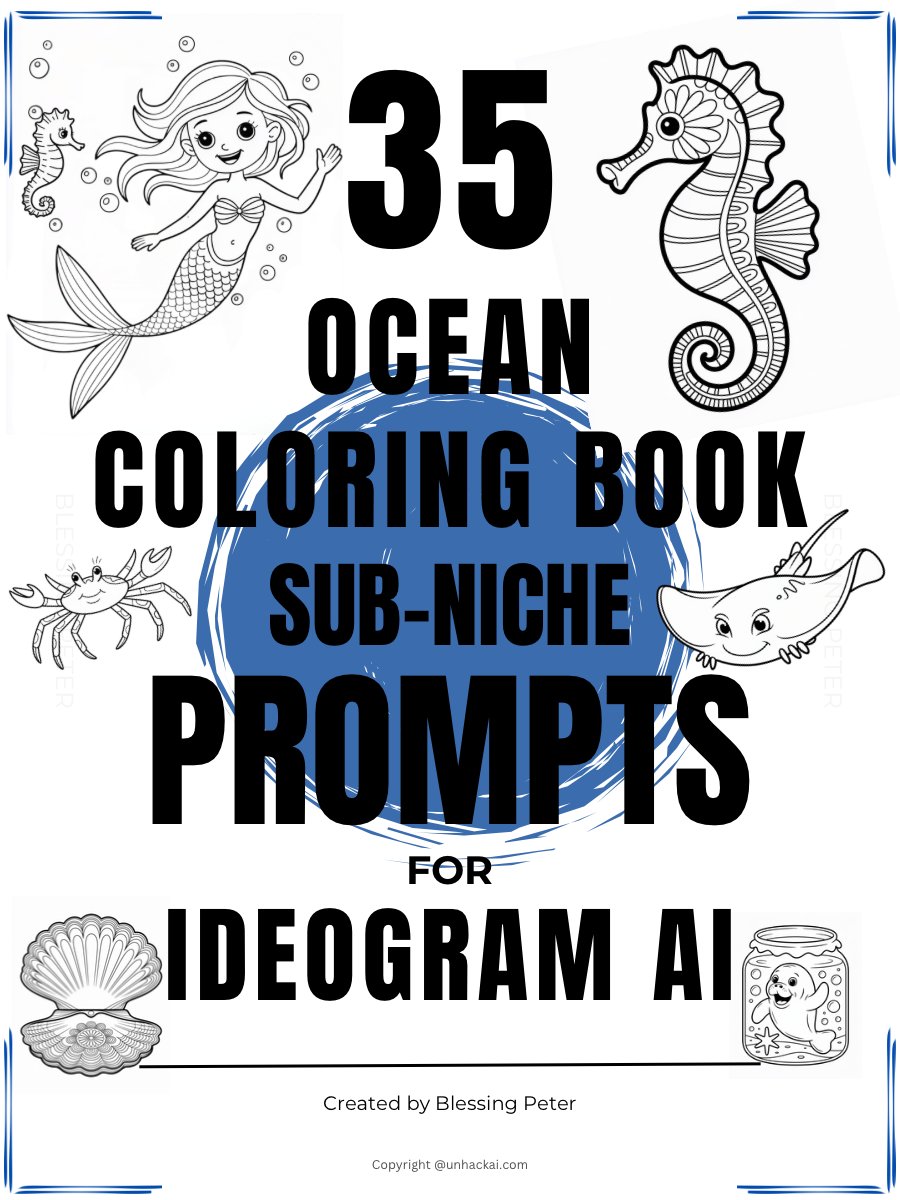 30+ Ocean theme coloring sub-niche prompts for Ideogram Ai product image (1)