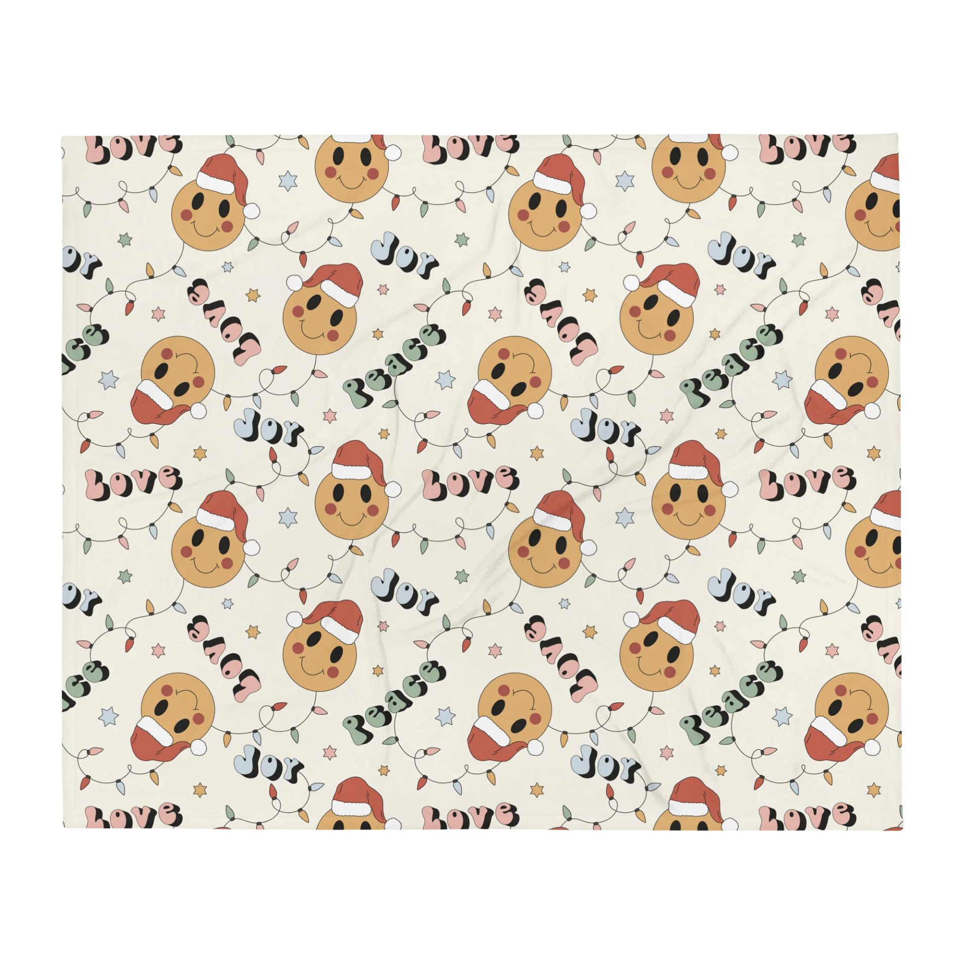 Peace Love Joy Santa Smiley Blanket product image (1)