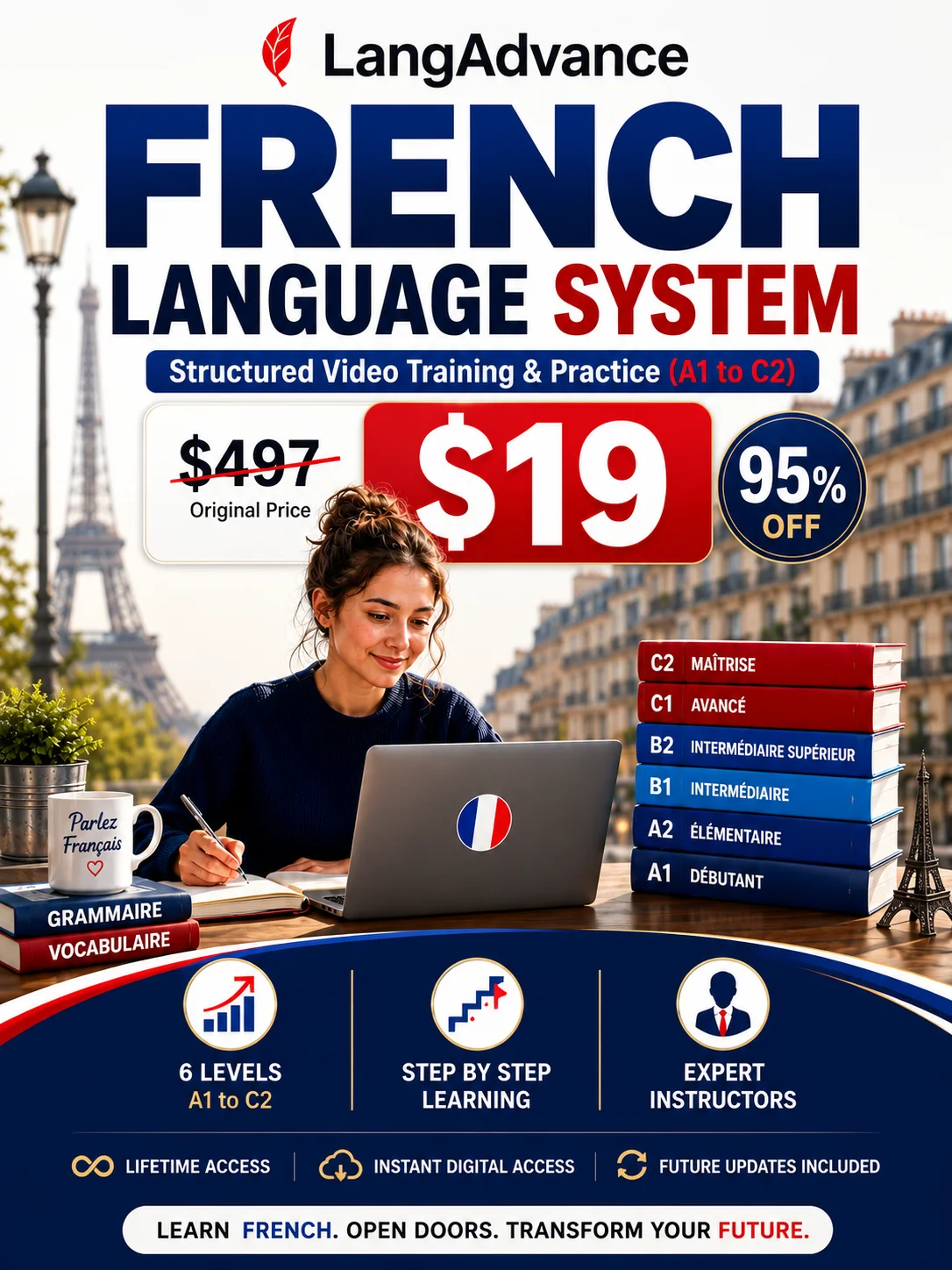 French Learning System 🇫🇷 | Structured Video Training & Practice (A1–C2) product image (1)