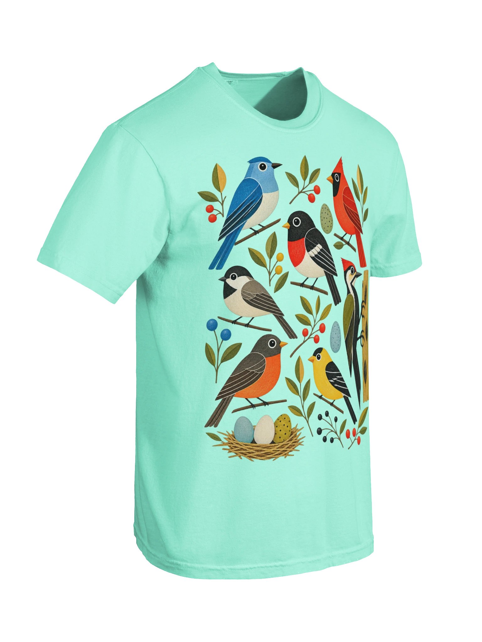 Vintage Folk Art Songbirds T-Shirt | Mid-Century Nature Tee product image (7)