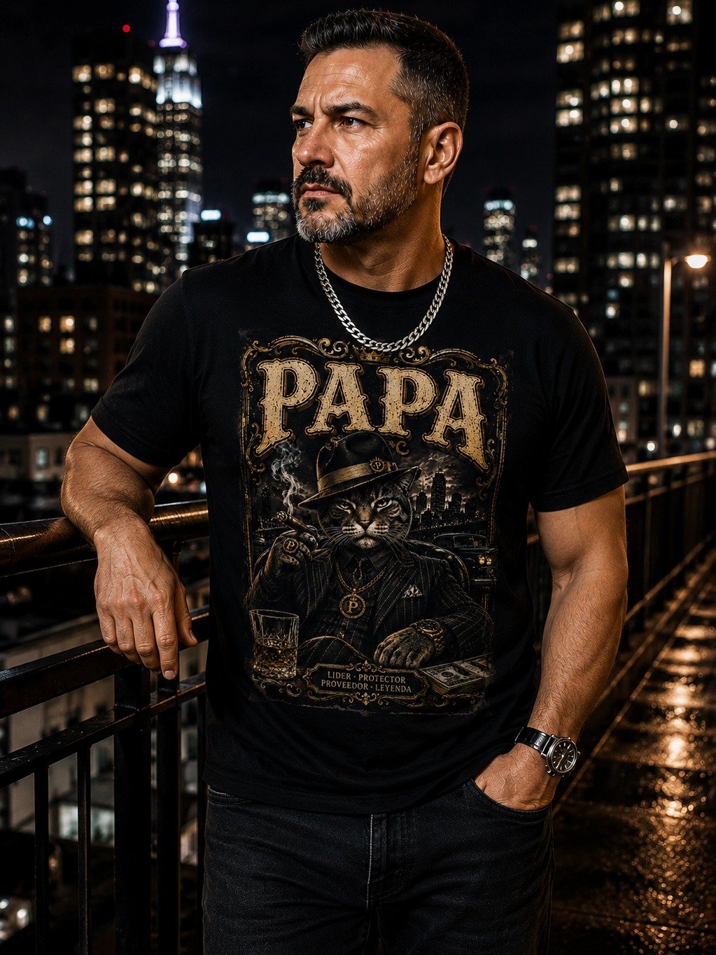 Camiseta “PAPÁ” Estilo Gangster – Líder • Protector • Leyenda product image (3)