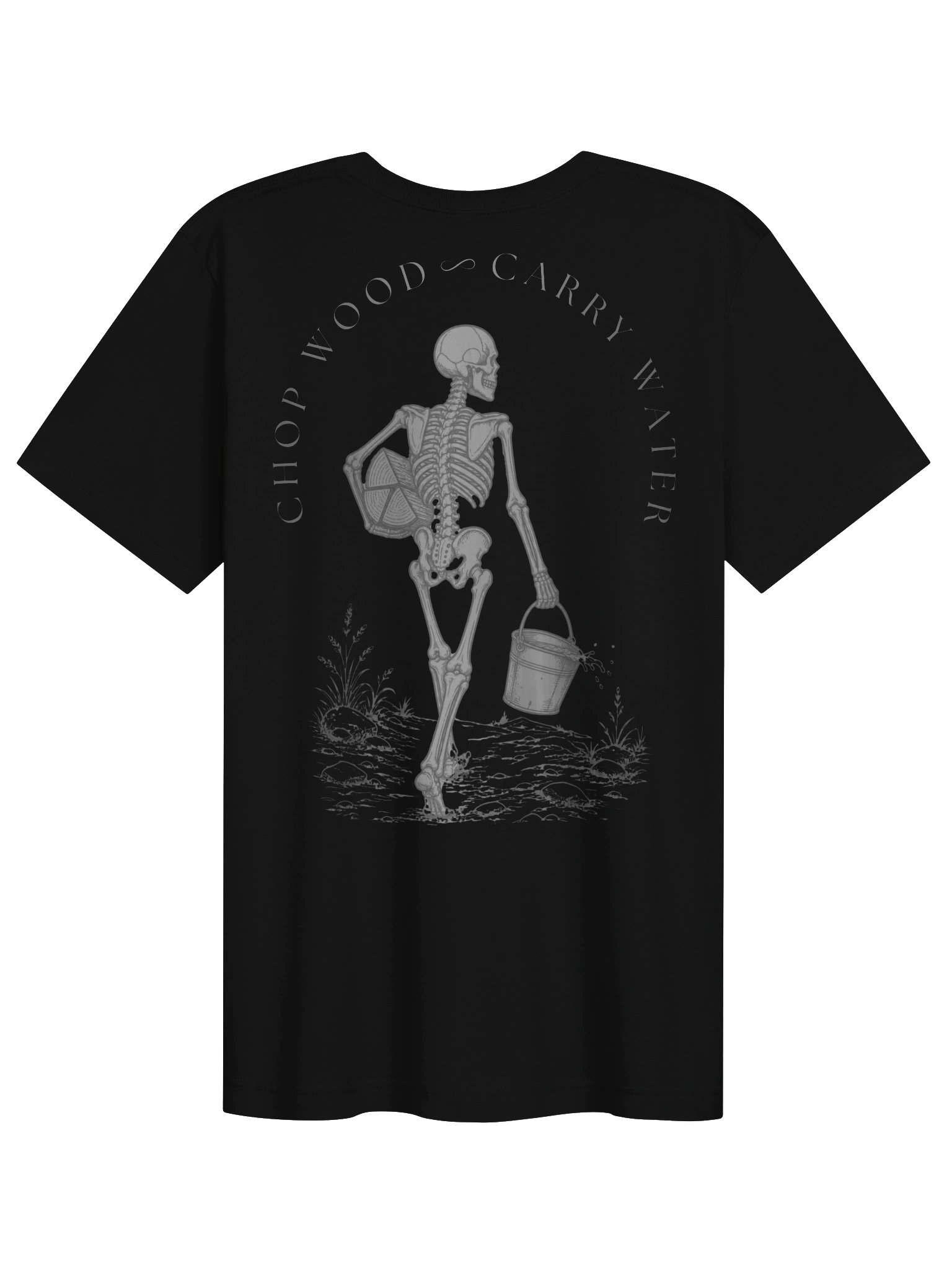 Unisex Chop Wood, Carry Water Skull Black Tee product image (1)