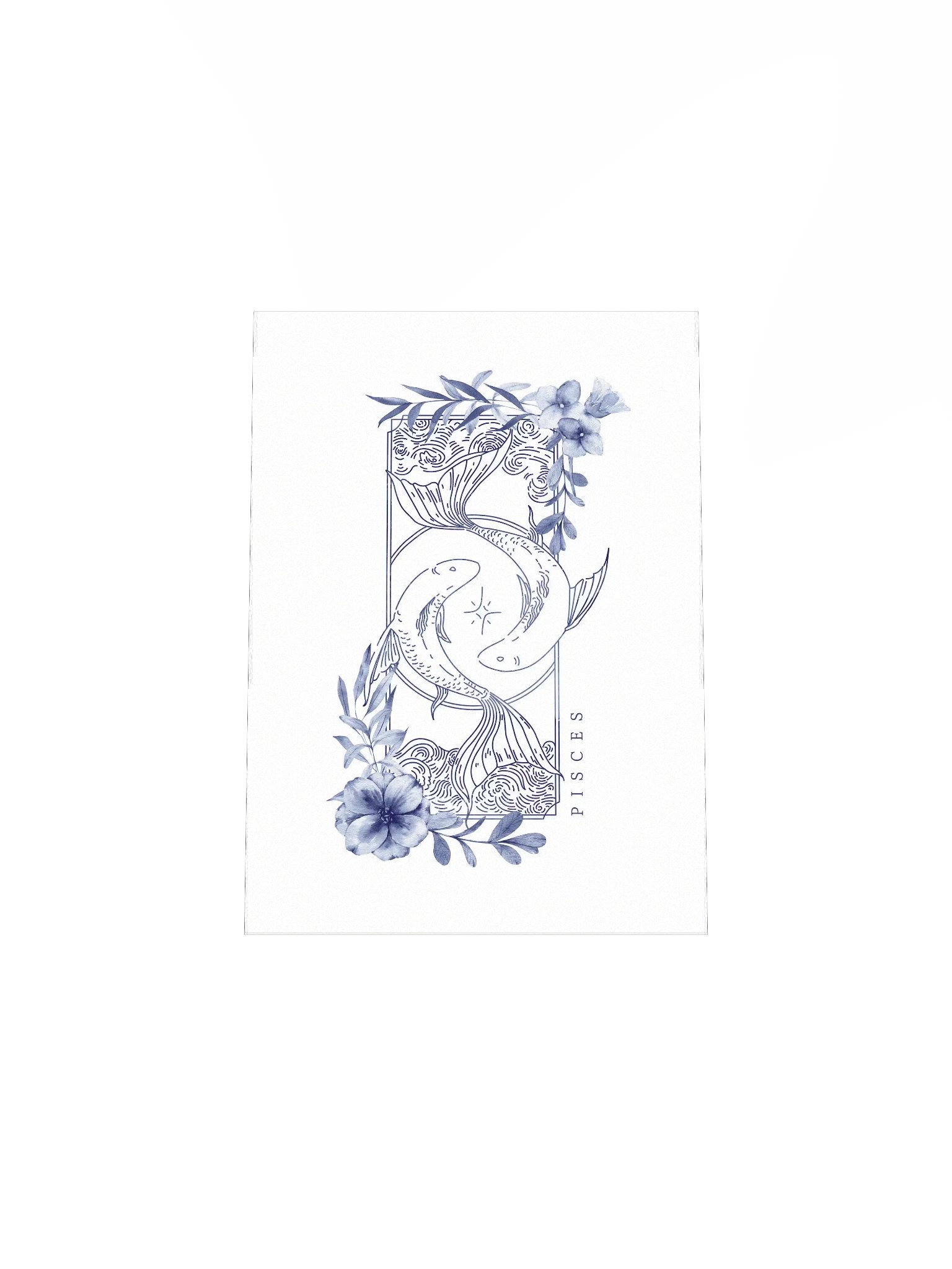 Pisces Blue Line Art Zodiac Print product image (6)