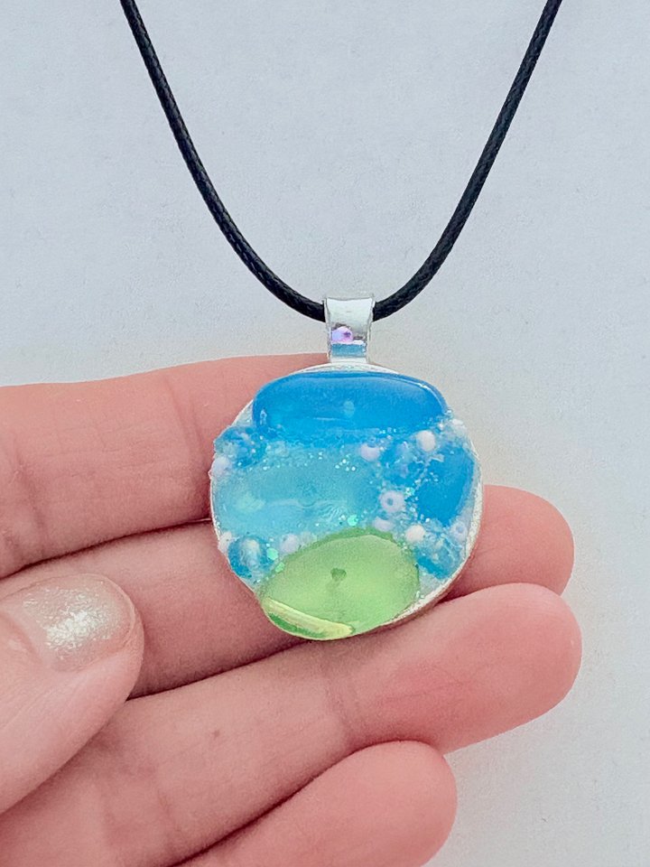 MFD-00207 | Coastal Calm Horizon Pendant Necklace | Handmade Glass Art Jewelry | Monique Faella Designs™ product image (2)
