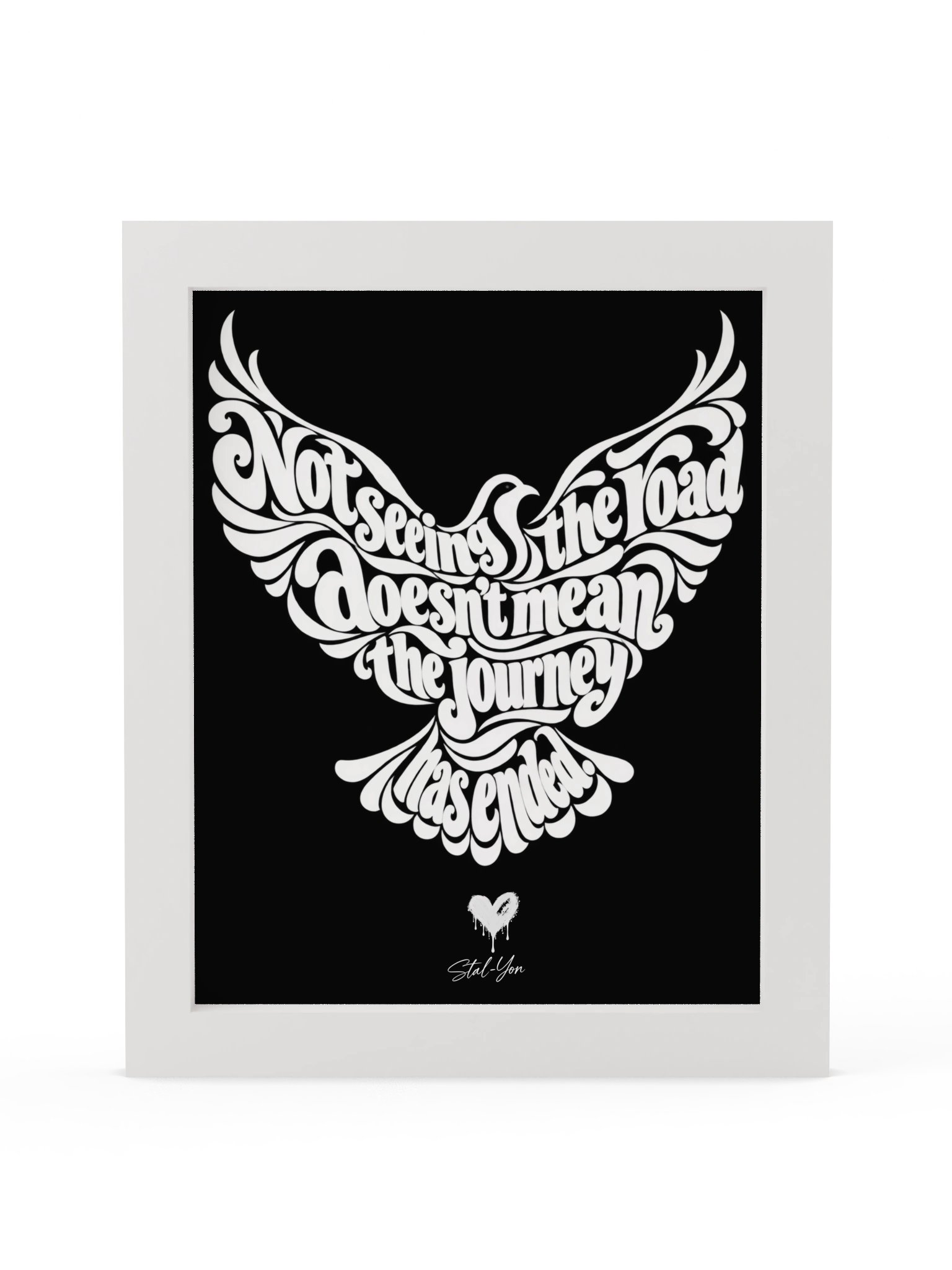 Faith Takes Flight — Eternal Love Wall Art - White on Black product image (1)