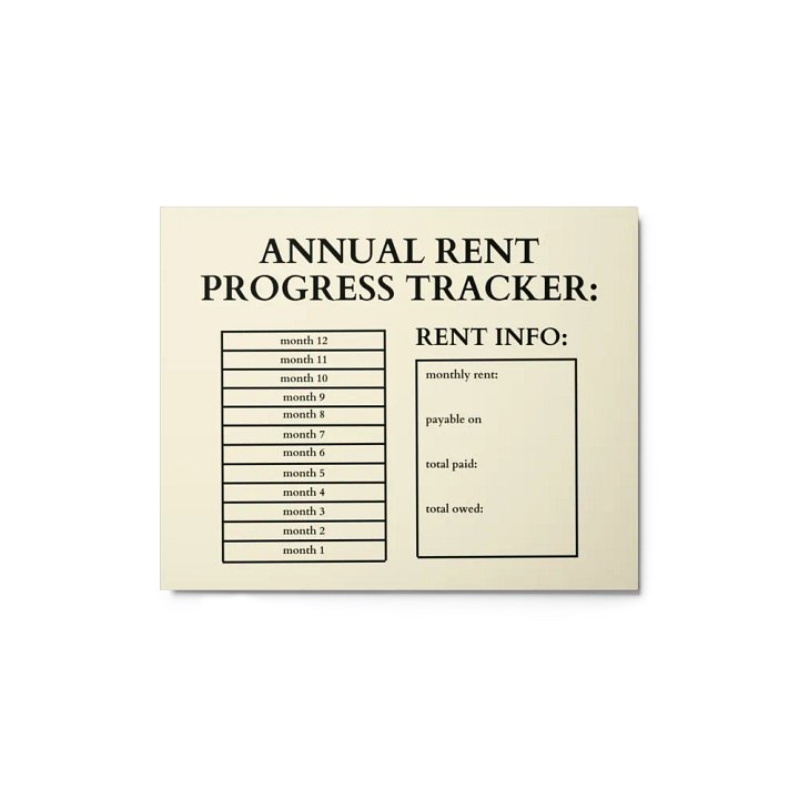 HIGHFALUTIN ANNUAL RENT TRACKER (black design 6) product image (1)