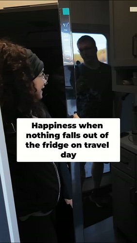 Post-trip fridge check: Nothing fell out! Success! Remember that time it almost broke? Not this time. #RVLife #CamperLife #Tr...