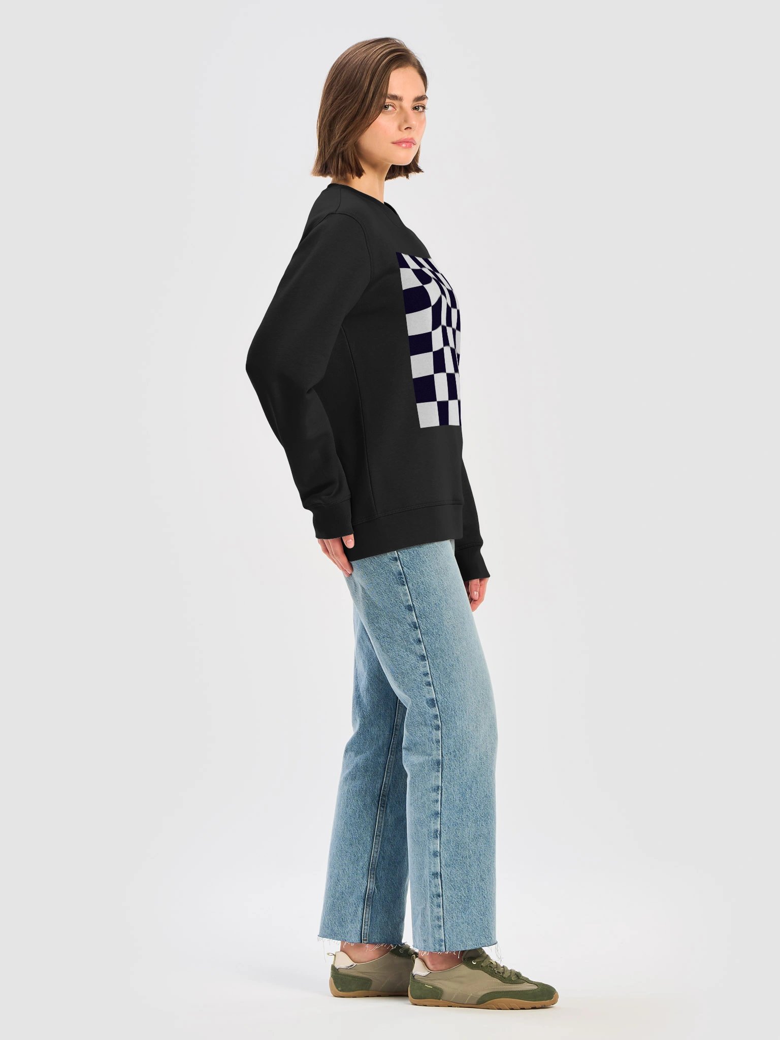 Distorted Checkered Wave Unisex Sweatshirt product image (7)