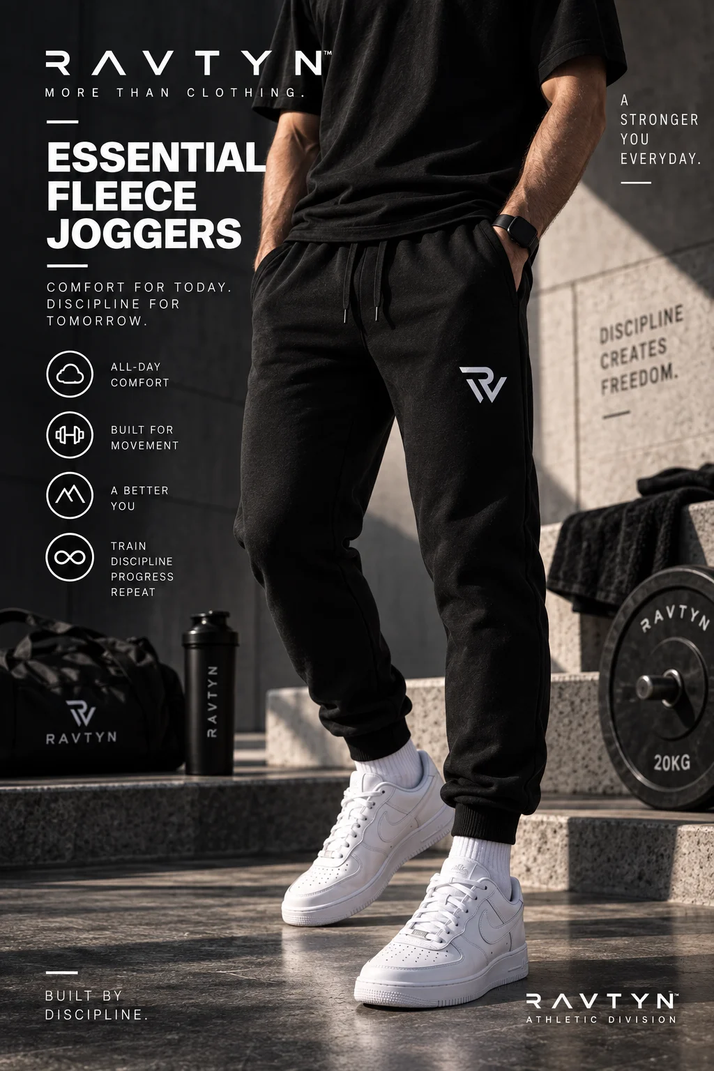 RAVTYN Essential Fleece Joggers — Black product image (1)