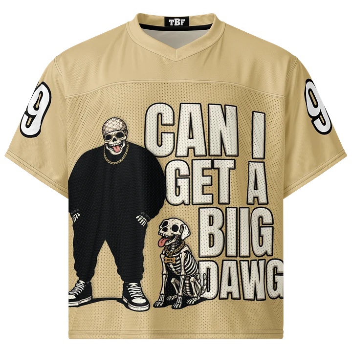 “Can I Get A Biig Dawg” Boxy Football Jersey product image (1)