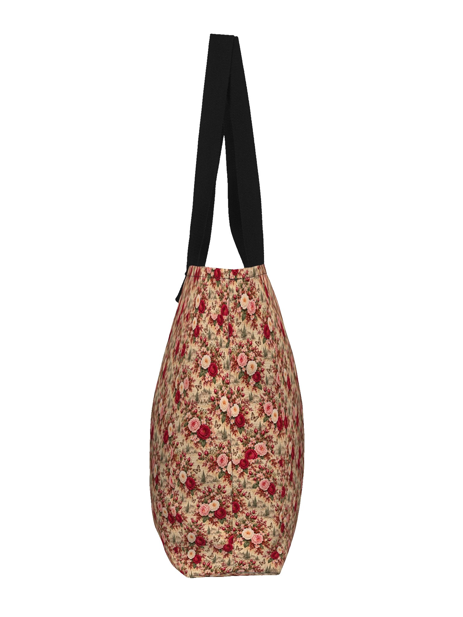 Vintage English Rose Garden Tote Bag – Romantic Floral Shoulder Bag with Pocket product image (4)
