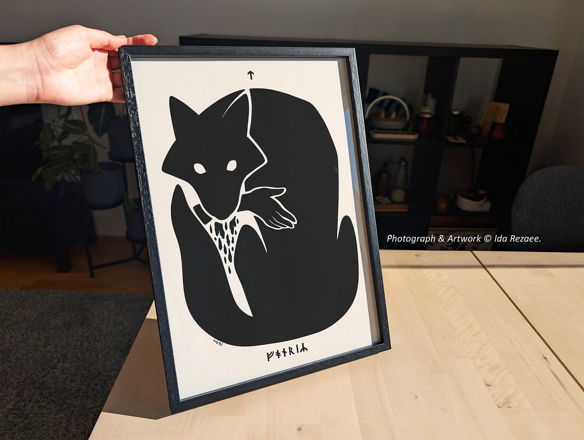Black Wolf Fenrir Bites Tyr, Norse Mythology Art Print, product image (7)