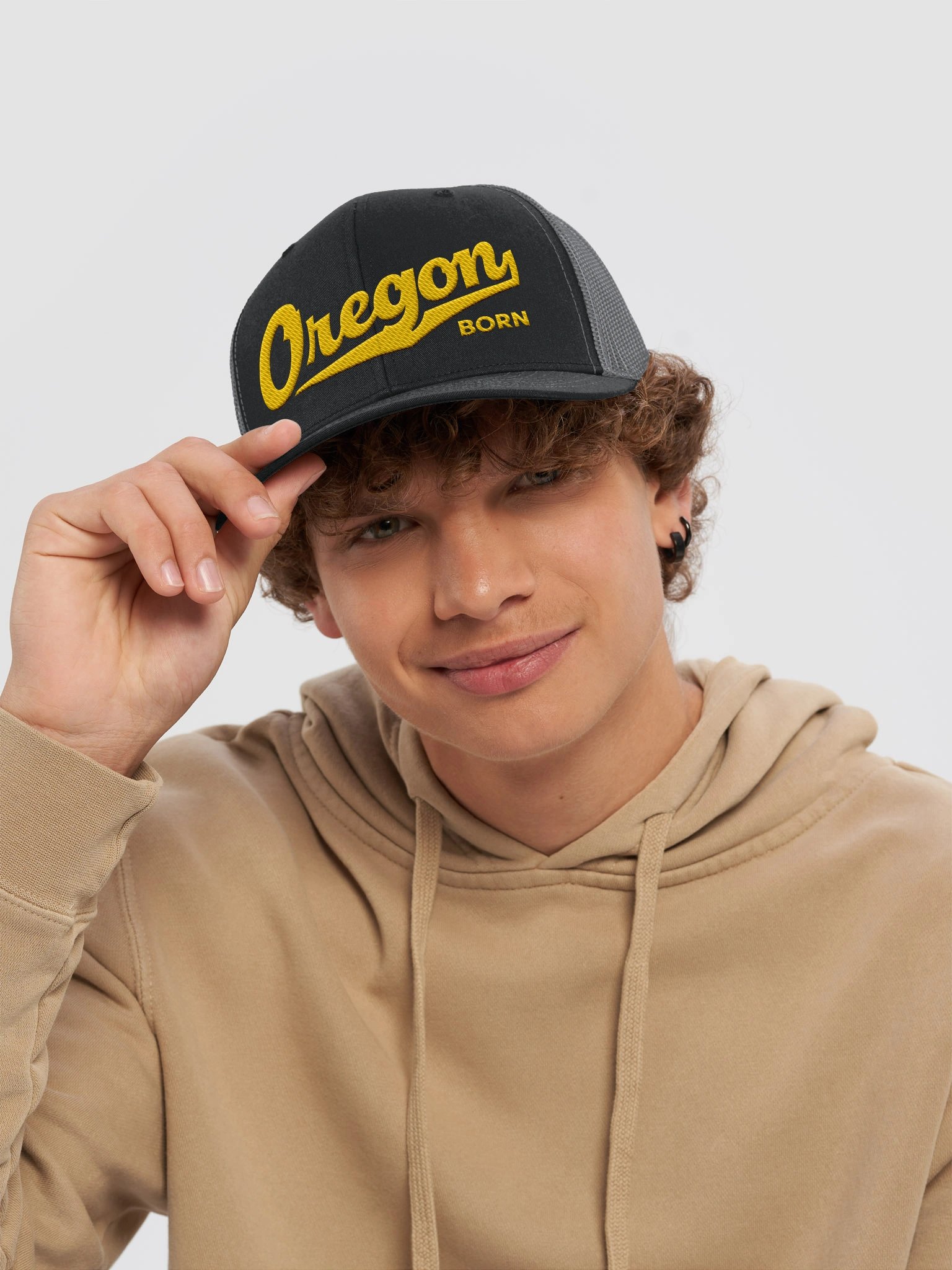 Oregon Born Embroidered Trucker Hat | Premium Mesh Snapback product image (38)