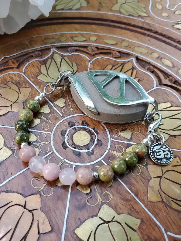 Emotional Balance Bracelet | Unakite, Rose Quartz & Rhodonite | Handmade Accessory for Bellabeat Leaf Urban & Ivy product image (2)