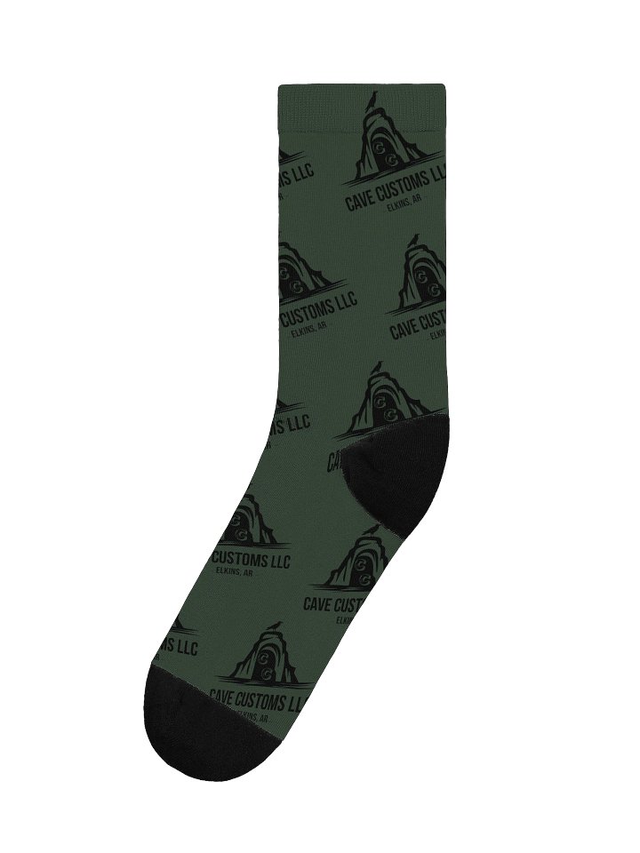 Cave Customs Dark Green Logo Crew Socks product image (1)