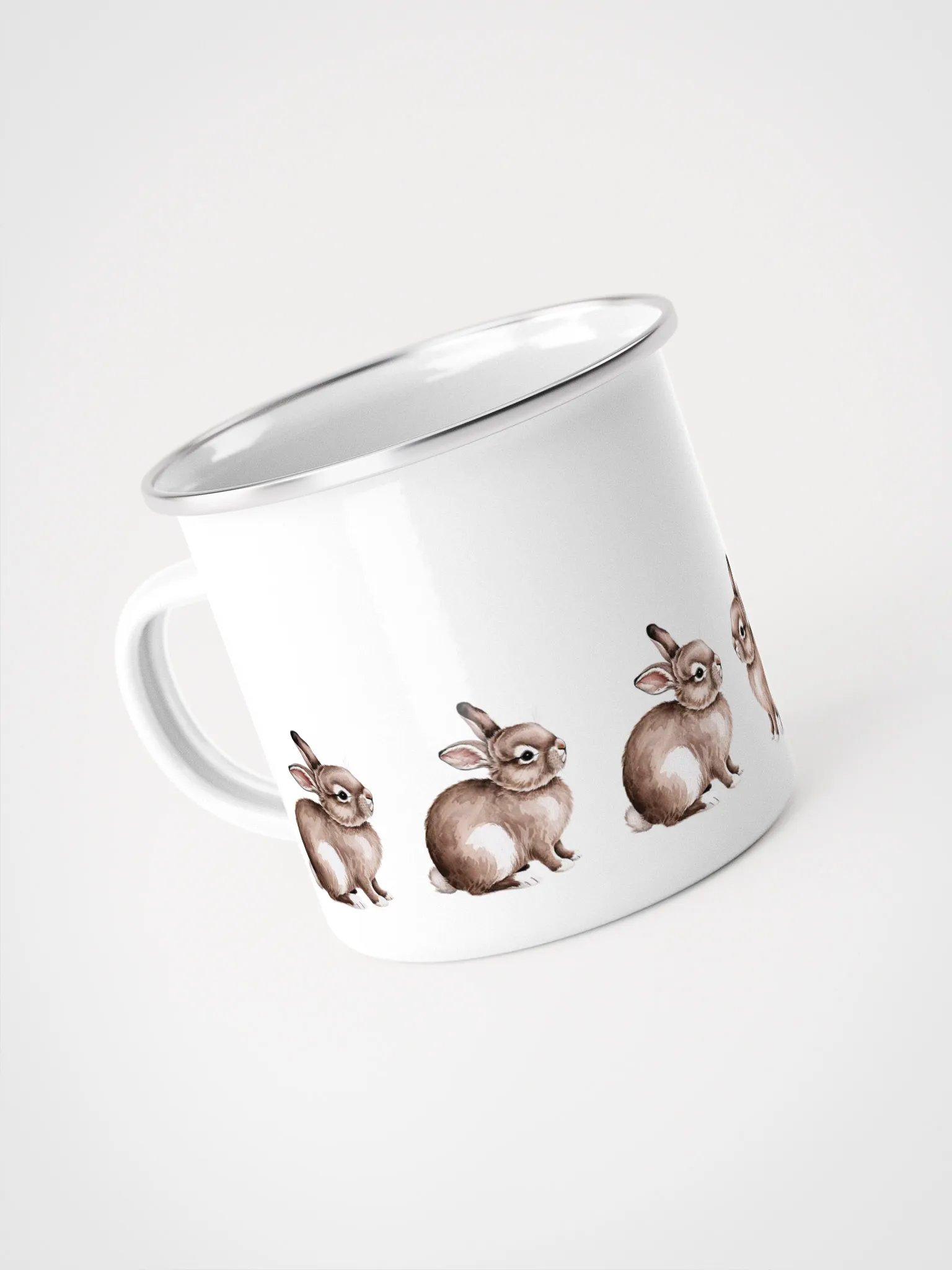 Whimsical Woodland Rabbits Enamel Mug - Häschentasse Camping und Kindergarten product image (8)