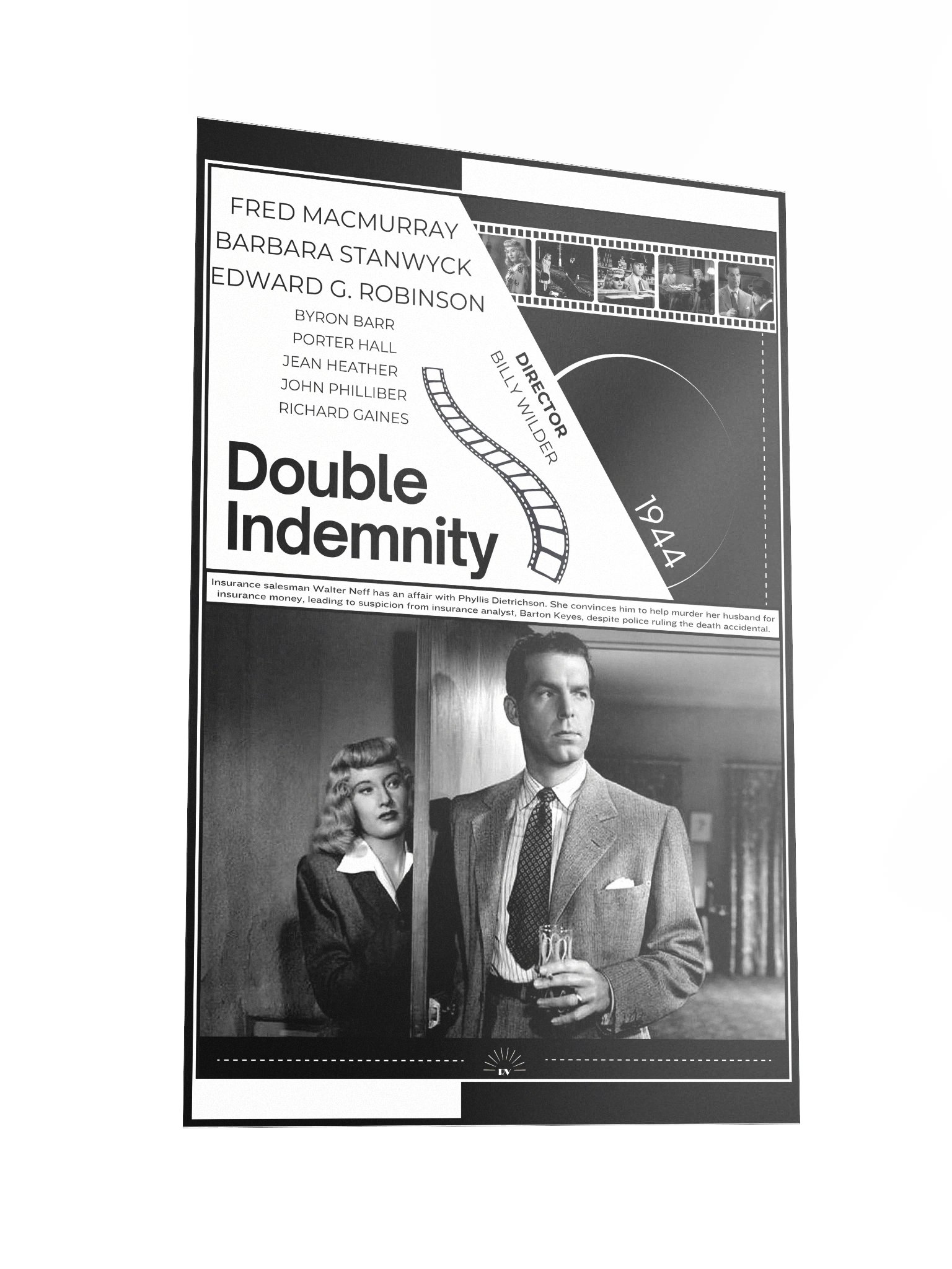 Double Indemnity with Barbara Stanwyck and Fred MacMurray 1944 | Movie Poster | 12x18 Wall Art product image (2)