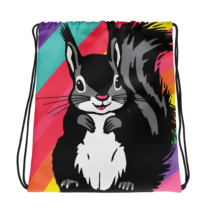 Rainbow Striped Squirrel All-Over Drawstring Bag product image (1)