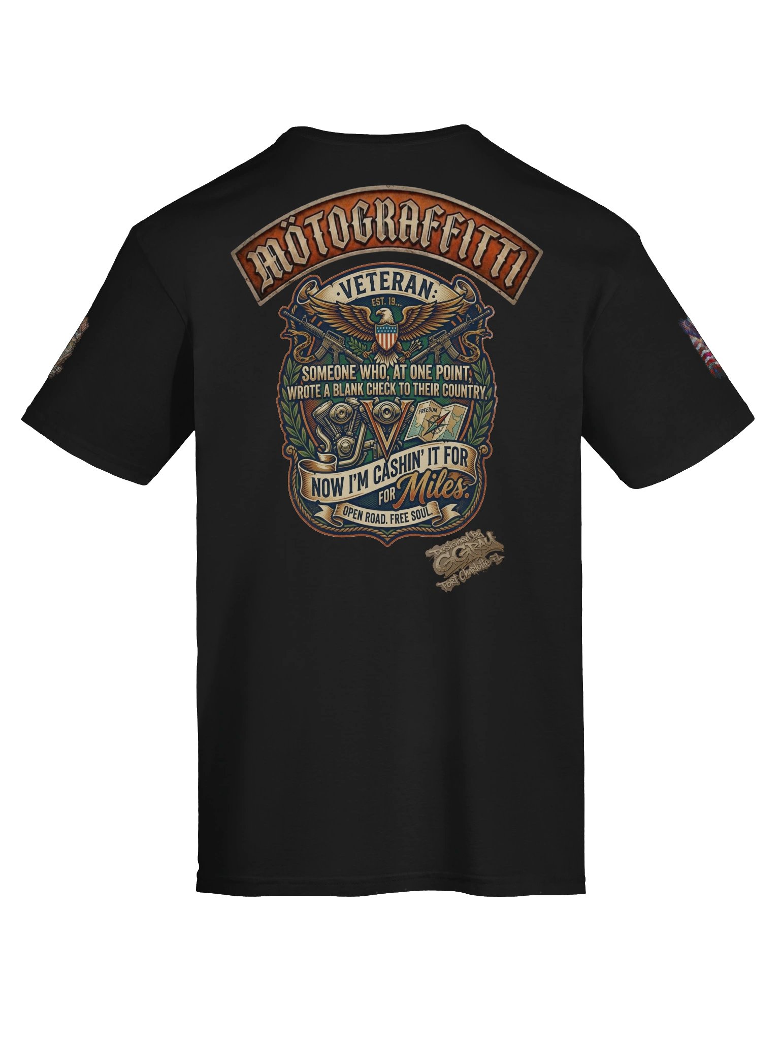 MötoGraffitti Just a Veteran Cashin In T-Shirt product image (28)