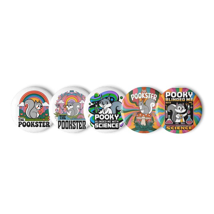Original Pooky Artwork Buttons: Set of Five -I product image (1)