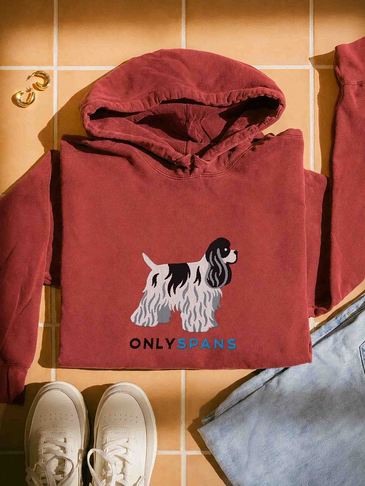 Only Spans Premium Hoodie (Embroidered) of an American Cocker Spaniel(Parti Black & White) product image (1)