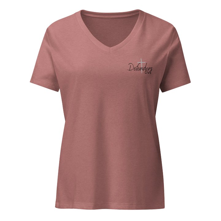 Front Logo Defenders LIVE Spirit Script Bright Feather Flow Women's V-Neck T-Shirt product image (6)
