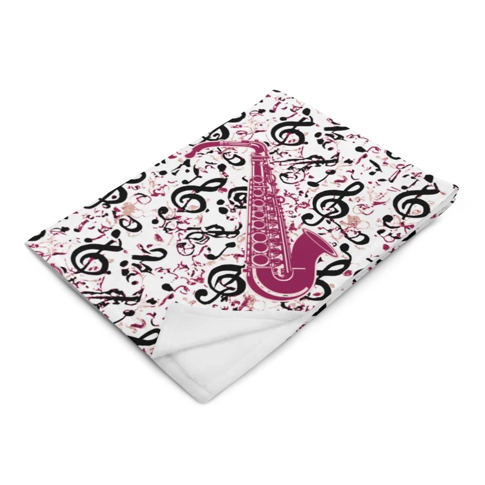 Pink Saxophone Pattern Throw Blanket product image (9)