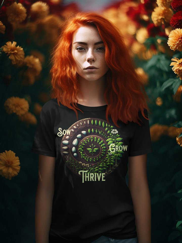 Sow, Grow, Thrive T-Shirt | Grow with Purpose | Flourish and Thrive | Cultivate Joy | Rooted in Strength | Sow Positivity, Reap Success product image (1)