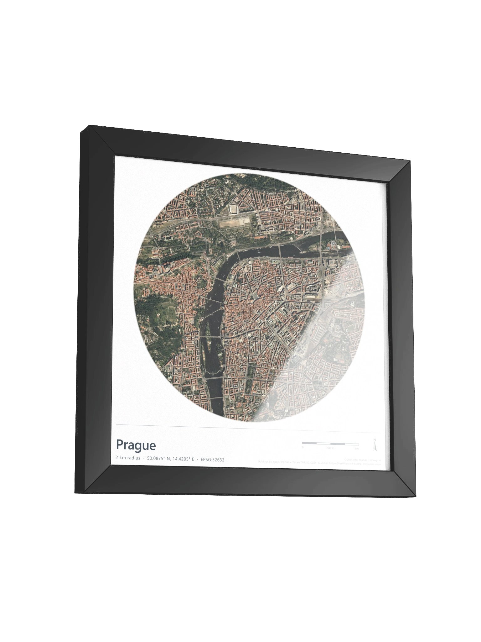 Prague — Path-Traced 3D Orthophoto City Map · Framed Matte Poster product image (15)