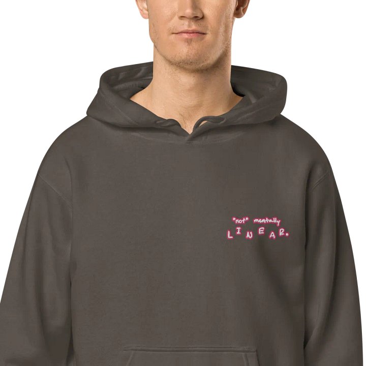 *not* mentally linear (L.C. pink bubble design 2) embroidered pigment hoodie product image (1)