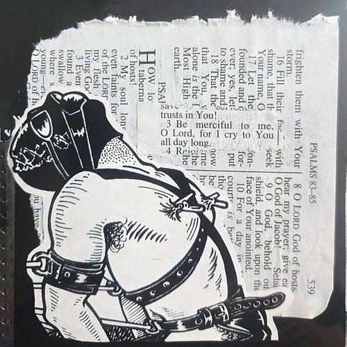 Old piece I literally just dug up out of the depths of my desk while packing up my office. 

2.5x2.5in, psalm pages and vinta...