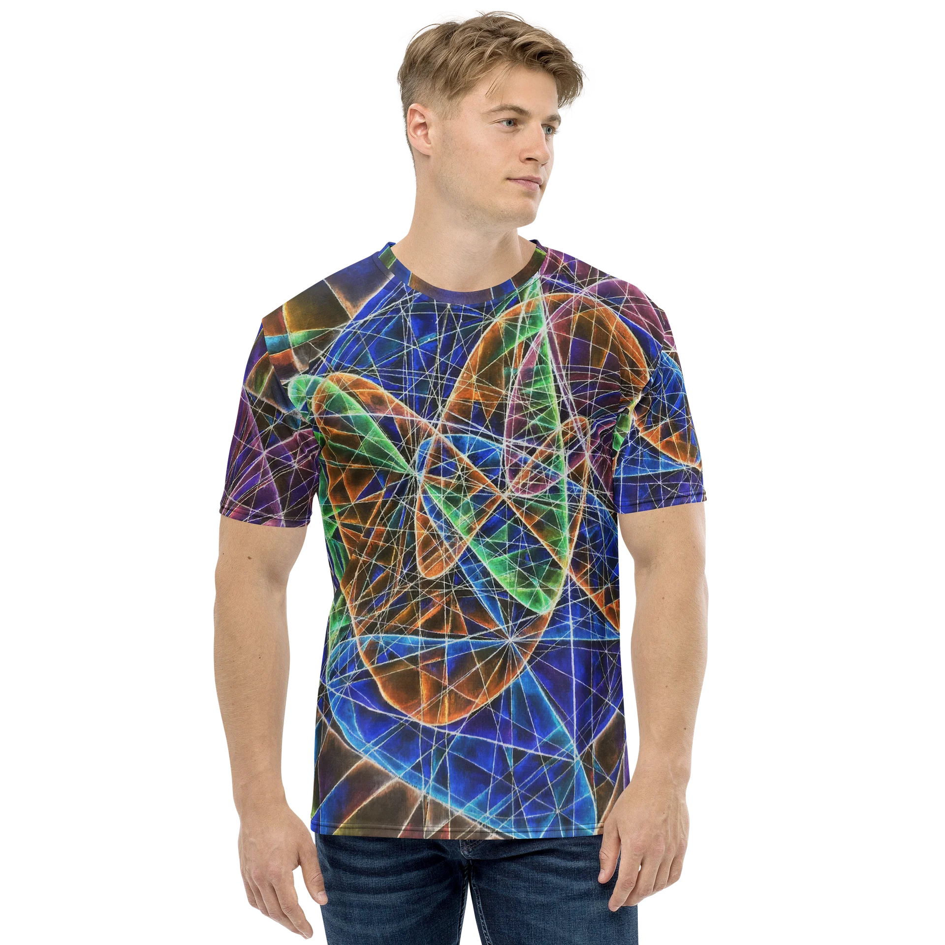 Lissajous Trilogy - Geometric Negative Art Men's Crew Neck T-Shirt product image (2)